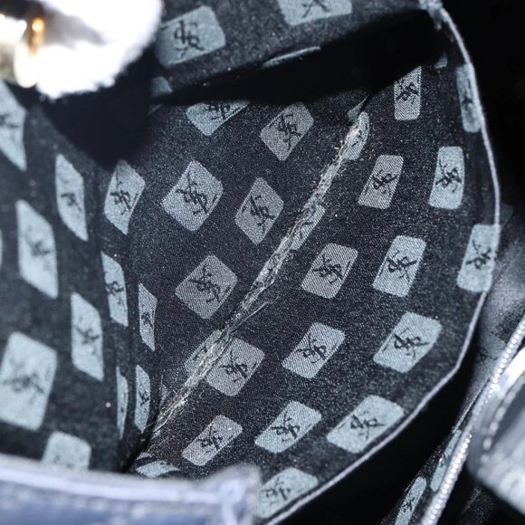 SAINT LAURENT Shoulder Bag Nylon Black Gold Auth yk19451 - Picture 11 of 16